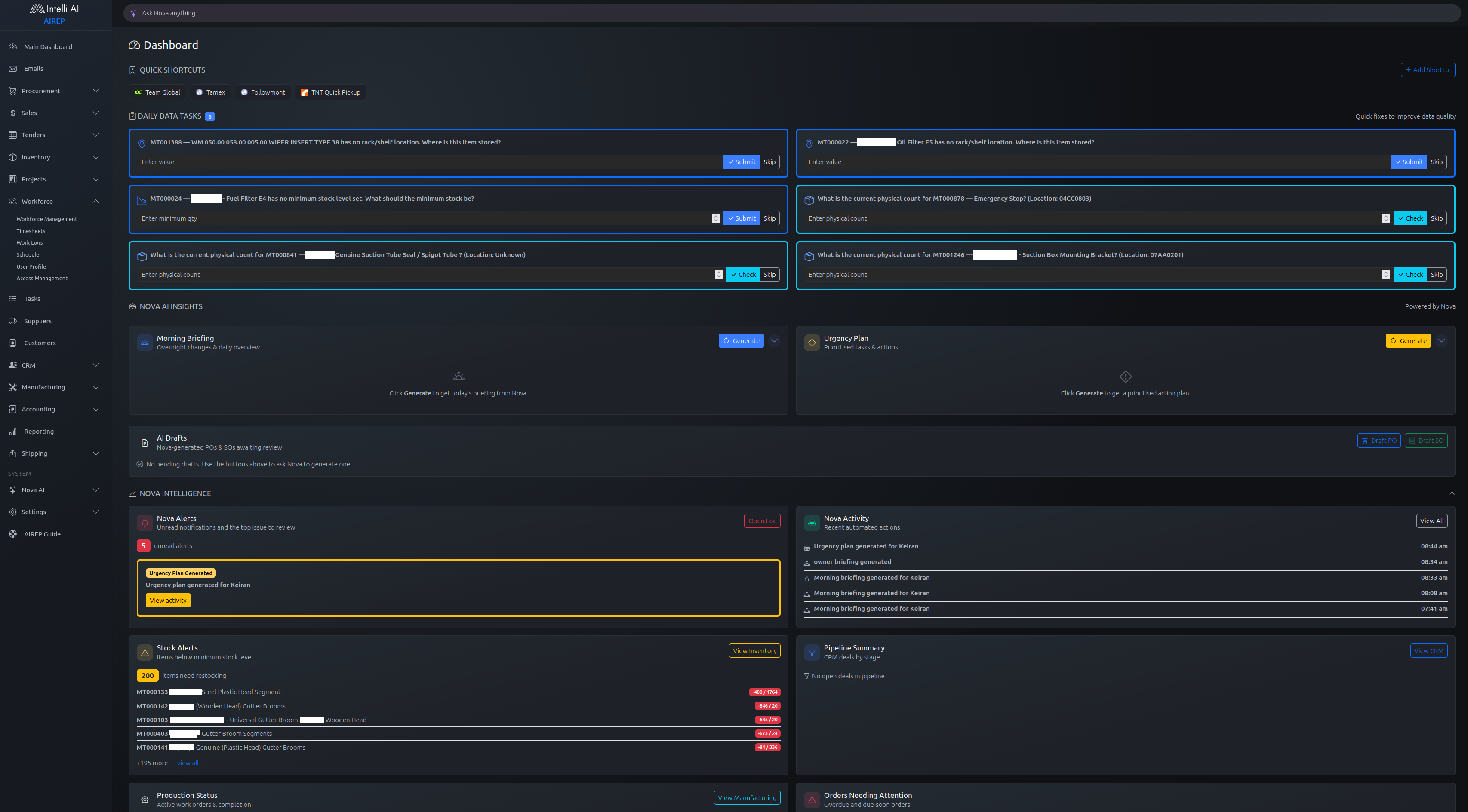 Six Years Building AIREP: A Multi-Tenant ERP From Scratch dashboard screenshot